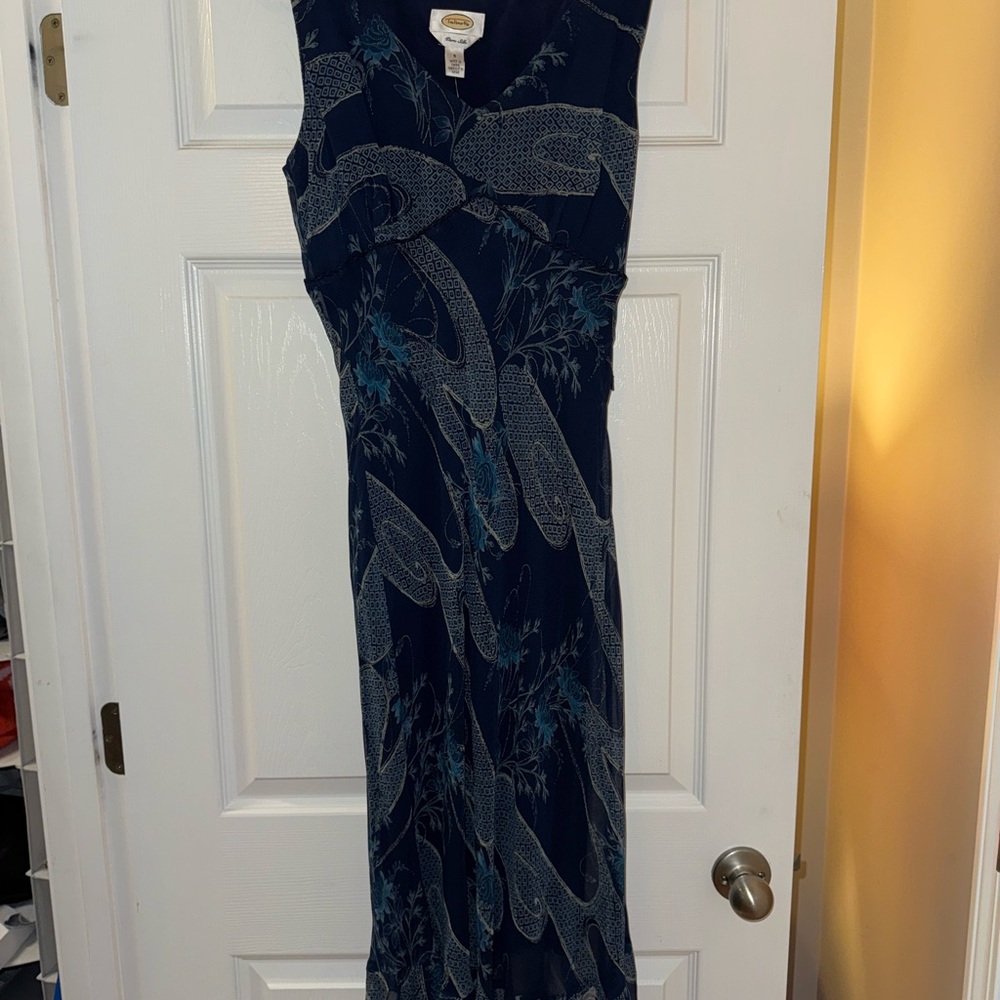 Talbots Navy and Gray Maxi Dress